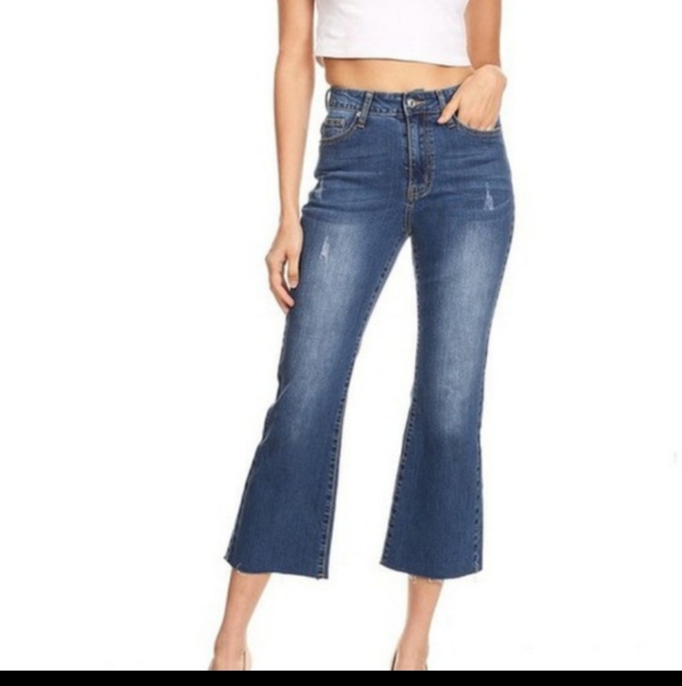 Y2k High Waist Wide Leg Flare Cropped Juniors Jeans Sz 13 / 33" High Rise XL NWT